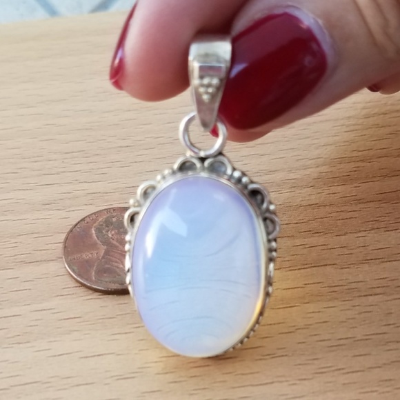 **SOLD** 925 Sterling Silver Large Opalite Pendant - Picture 6 of 6